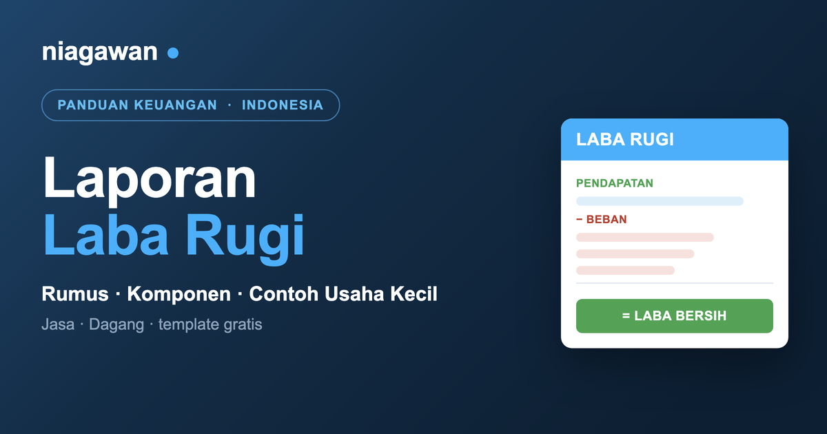 Laporan laba rugi usaha kecil — pendapatan dikurangi biaya menghasilkan laba bersih