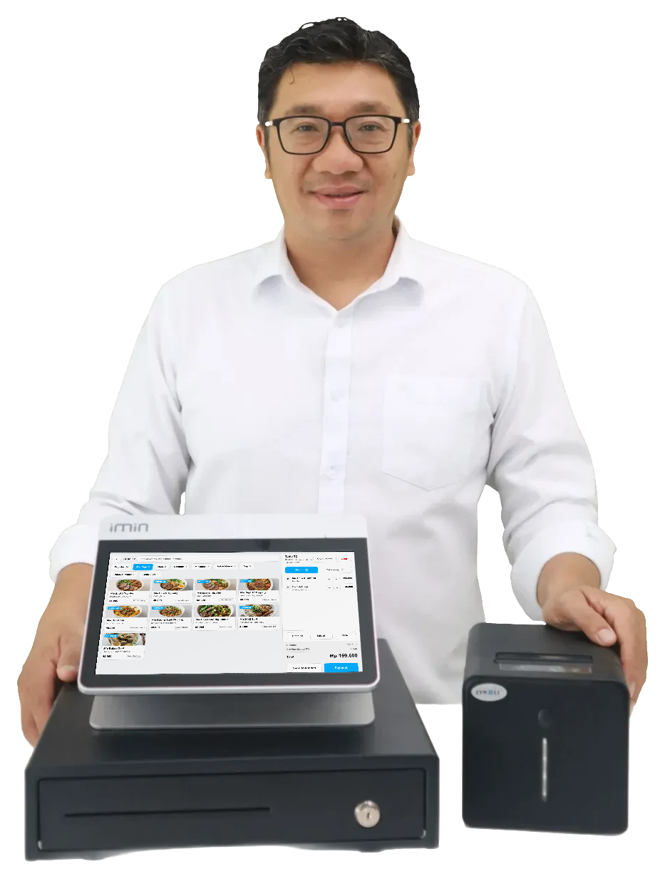 Niagawan Kasir di perangkat iMin di kafe