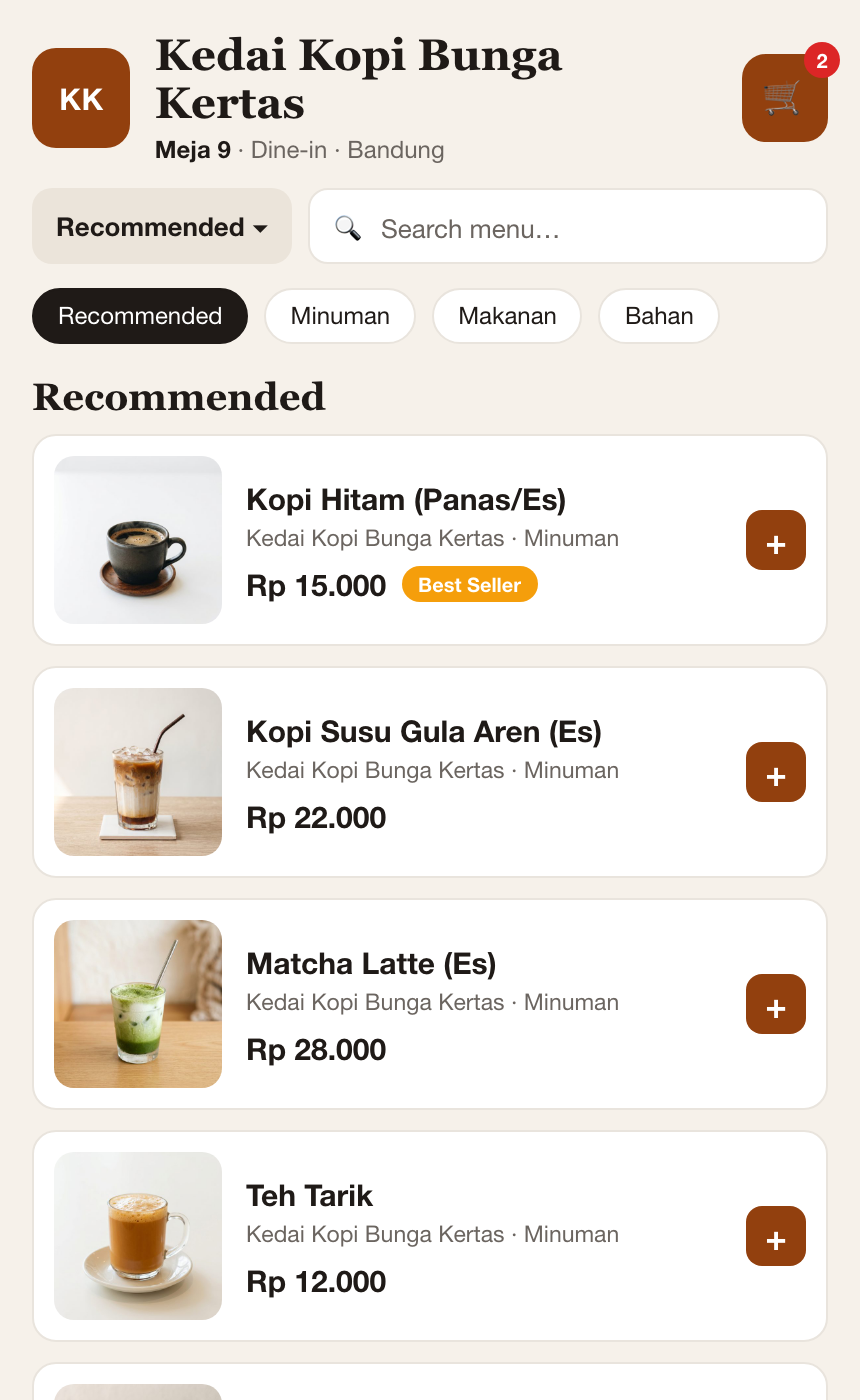 Pelanggan pesan sendiri — dapur langsung terima