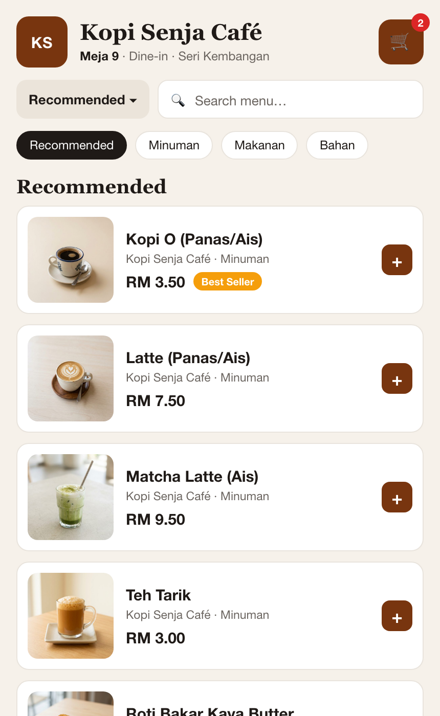 Pelanggan order sendiri — dapur terus dapat
