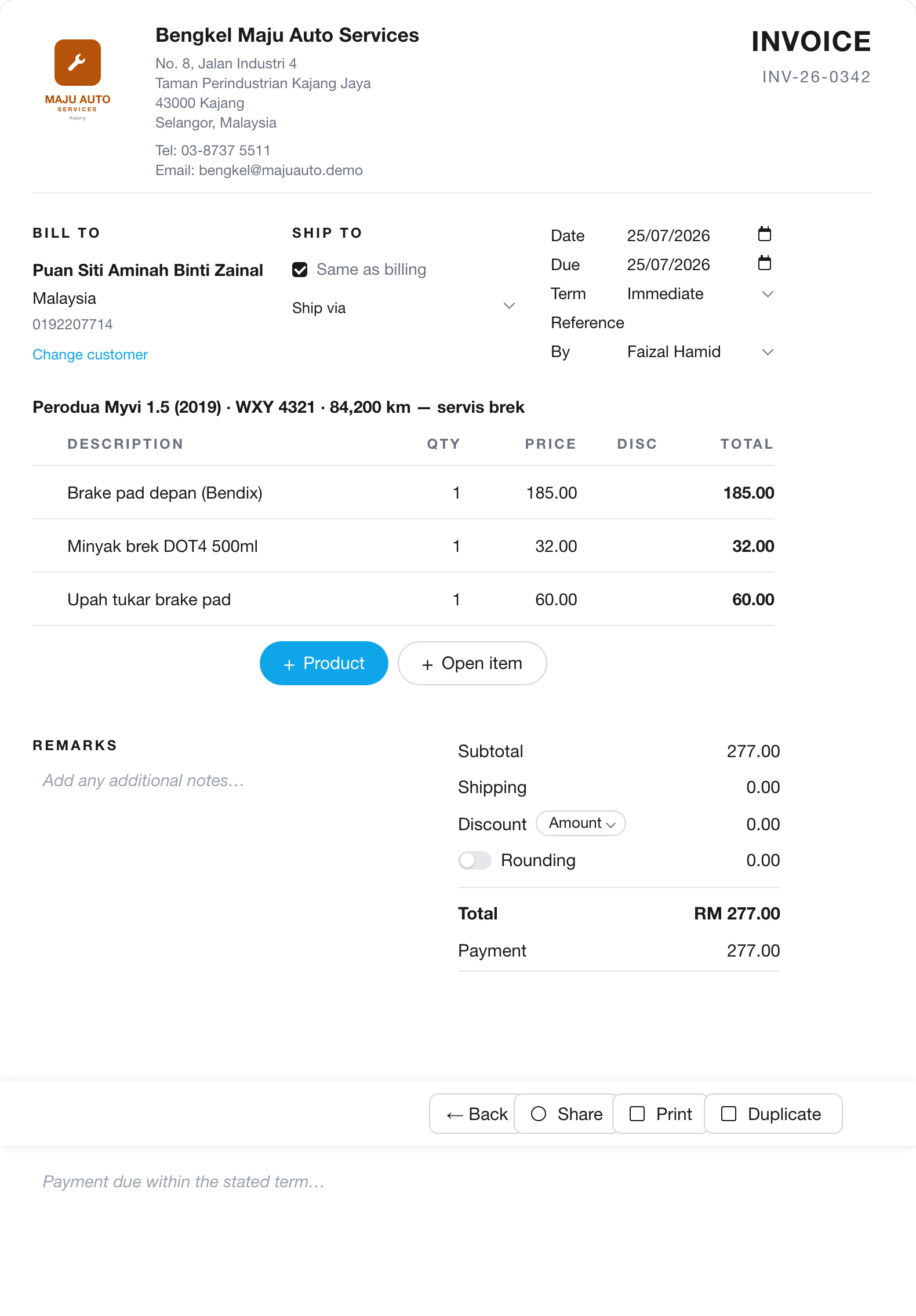 Invoicing that understands workshops