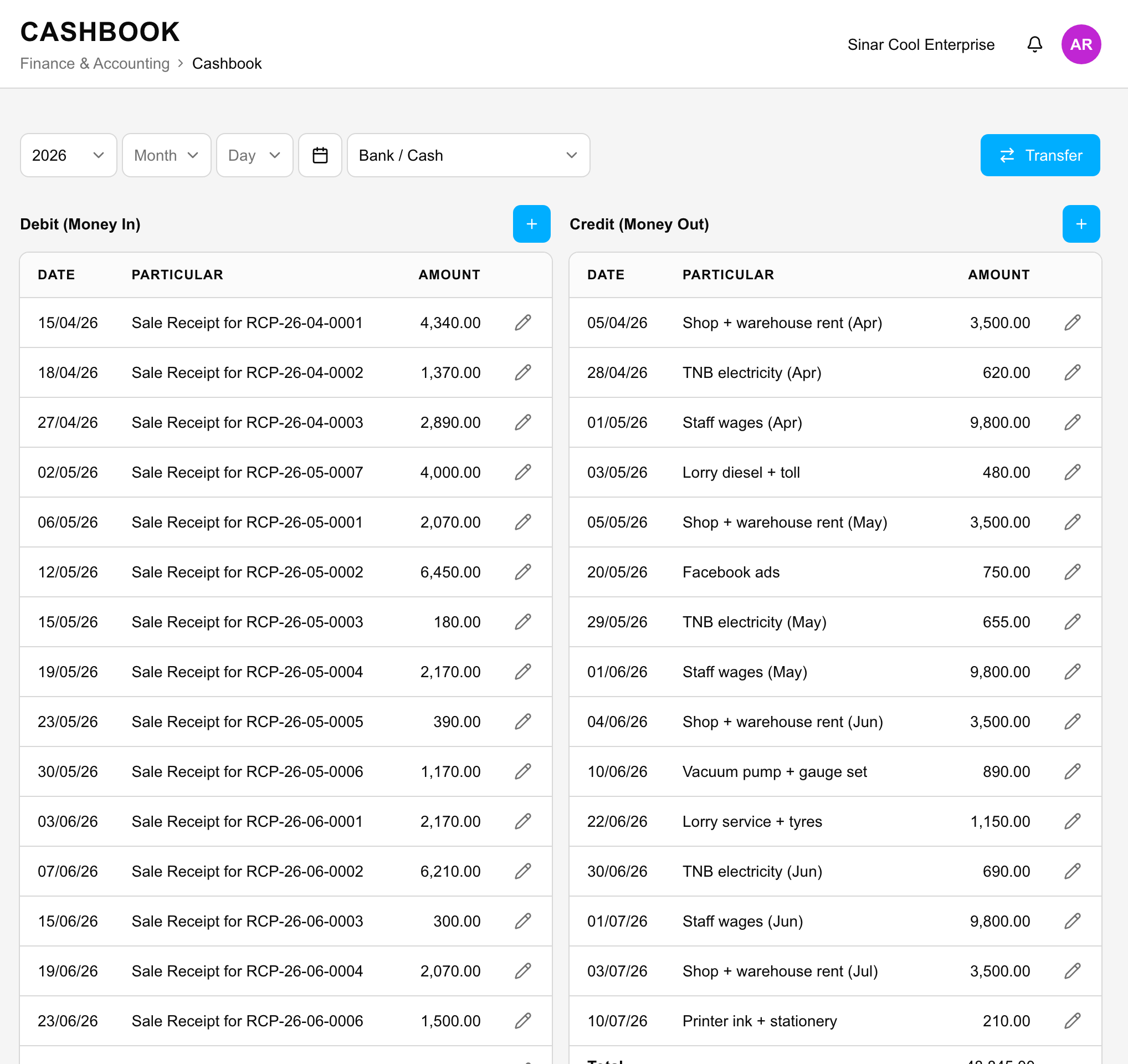 Cashbook