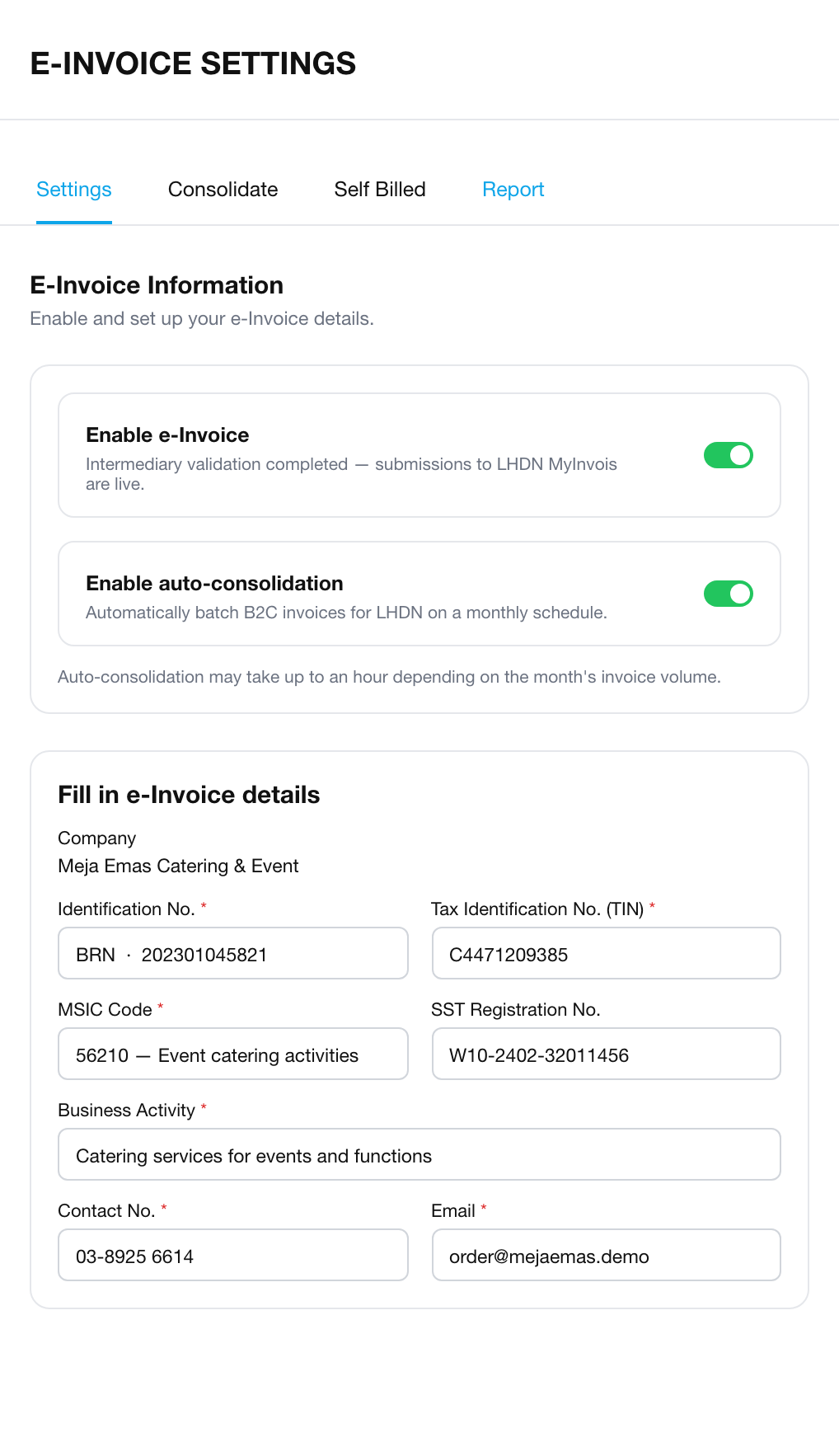 The system's ready for e-Invoice — whenever you need it