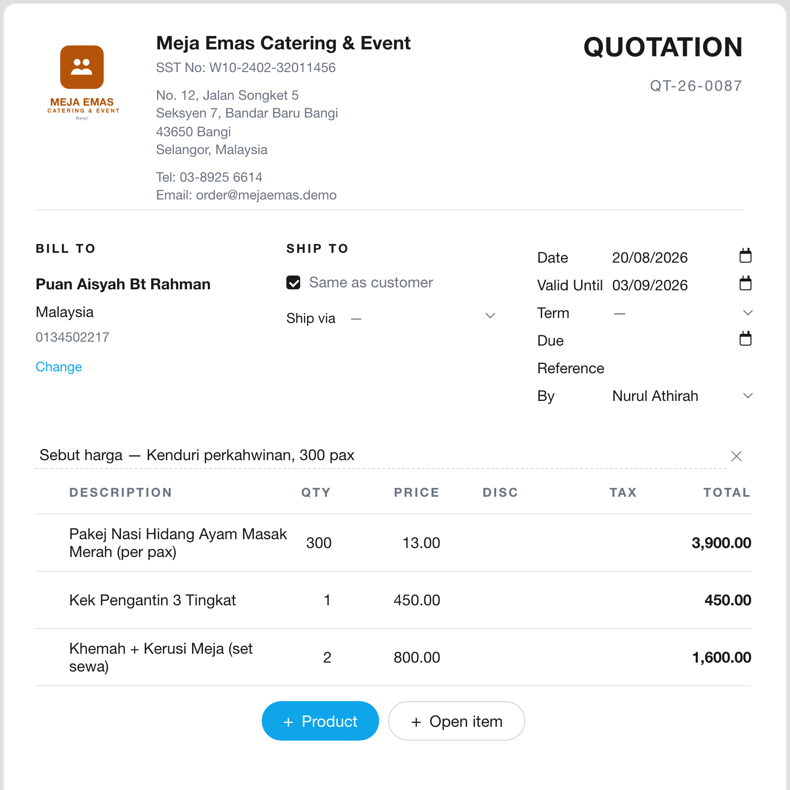 Sebut harga di WhatsApp, tapi simpan dalam sistem — bukan hilang dalam chat