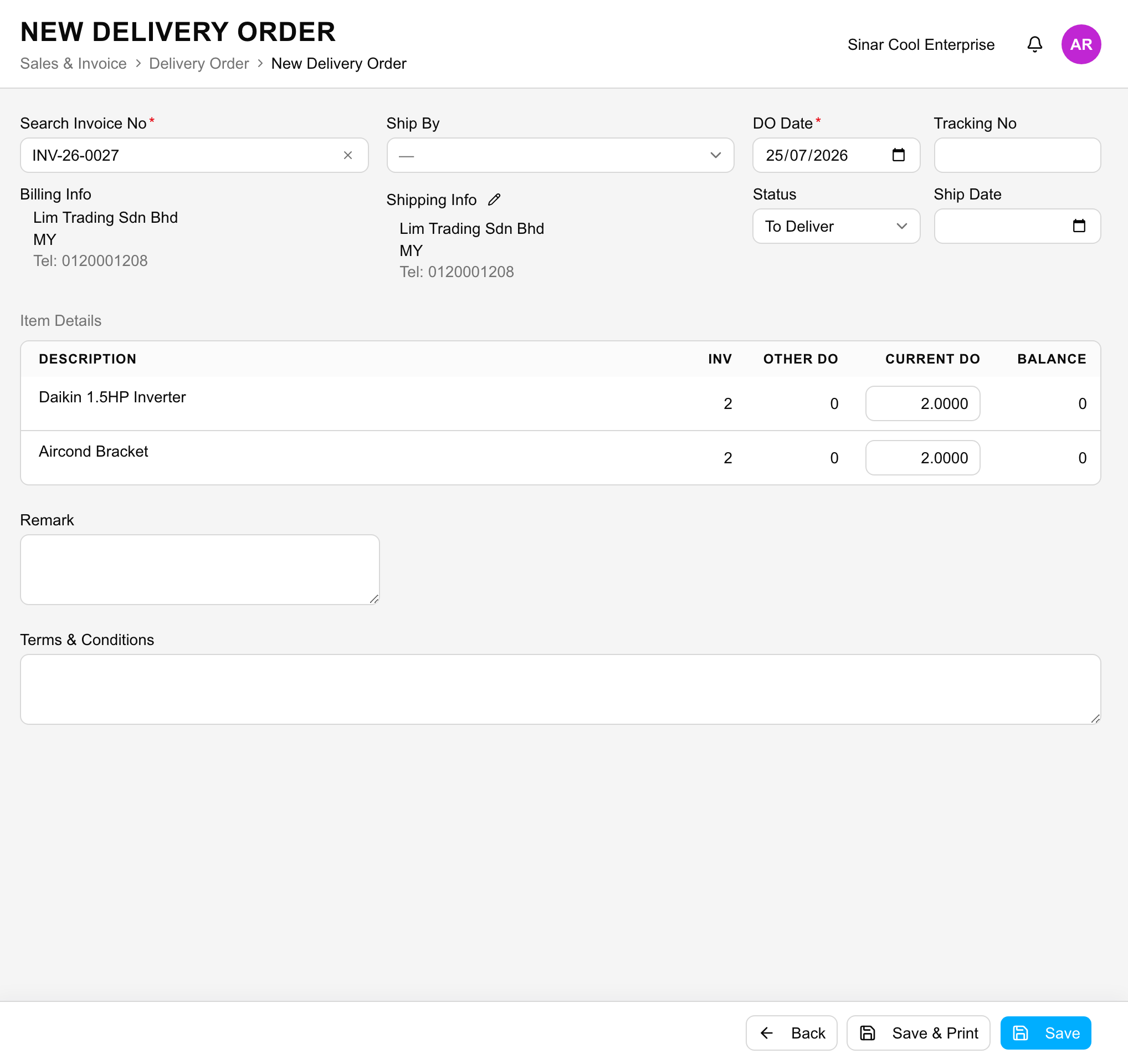 Delivery Order