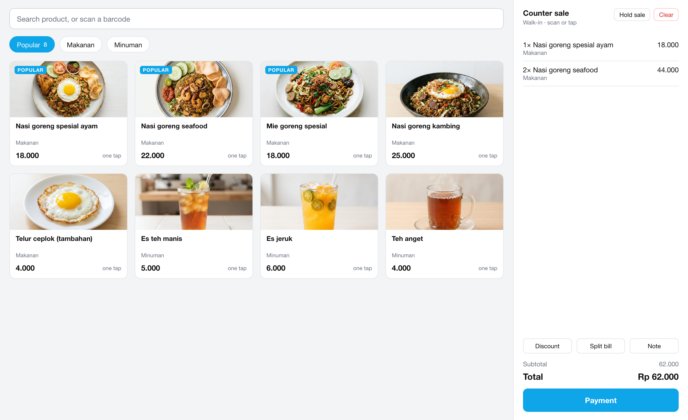 Pesan dari tablet — ngga perlu meja kasir