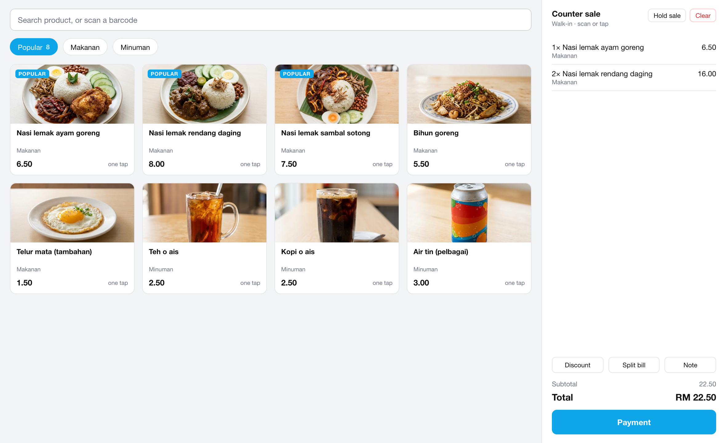 Order atas tablet — tiada kaunter perlu