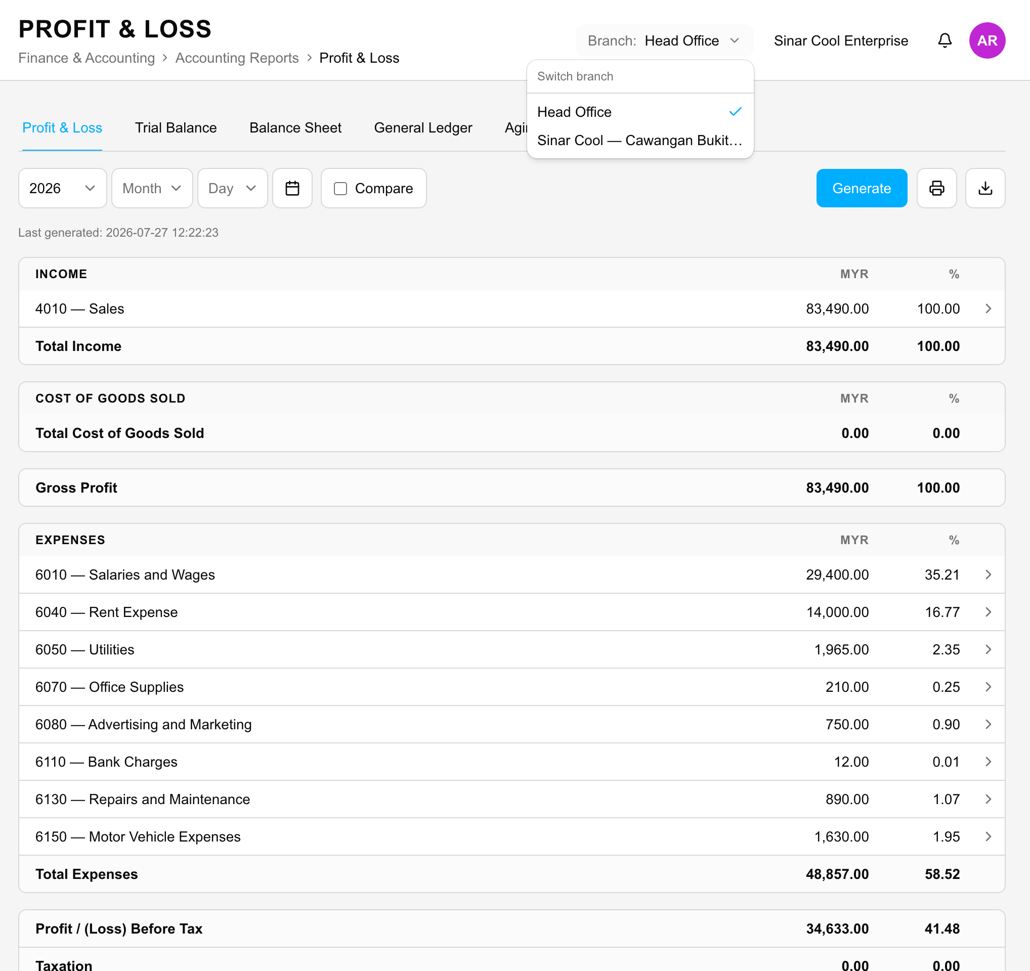 HQ view — any branch, in real time