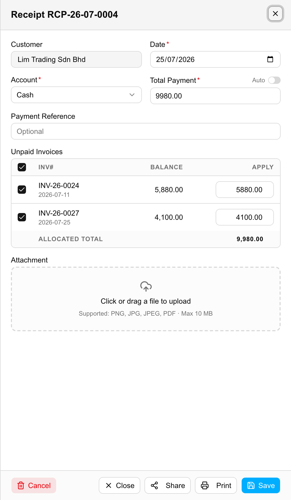 Payment (Receipt)