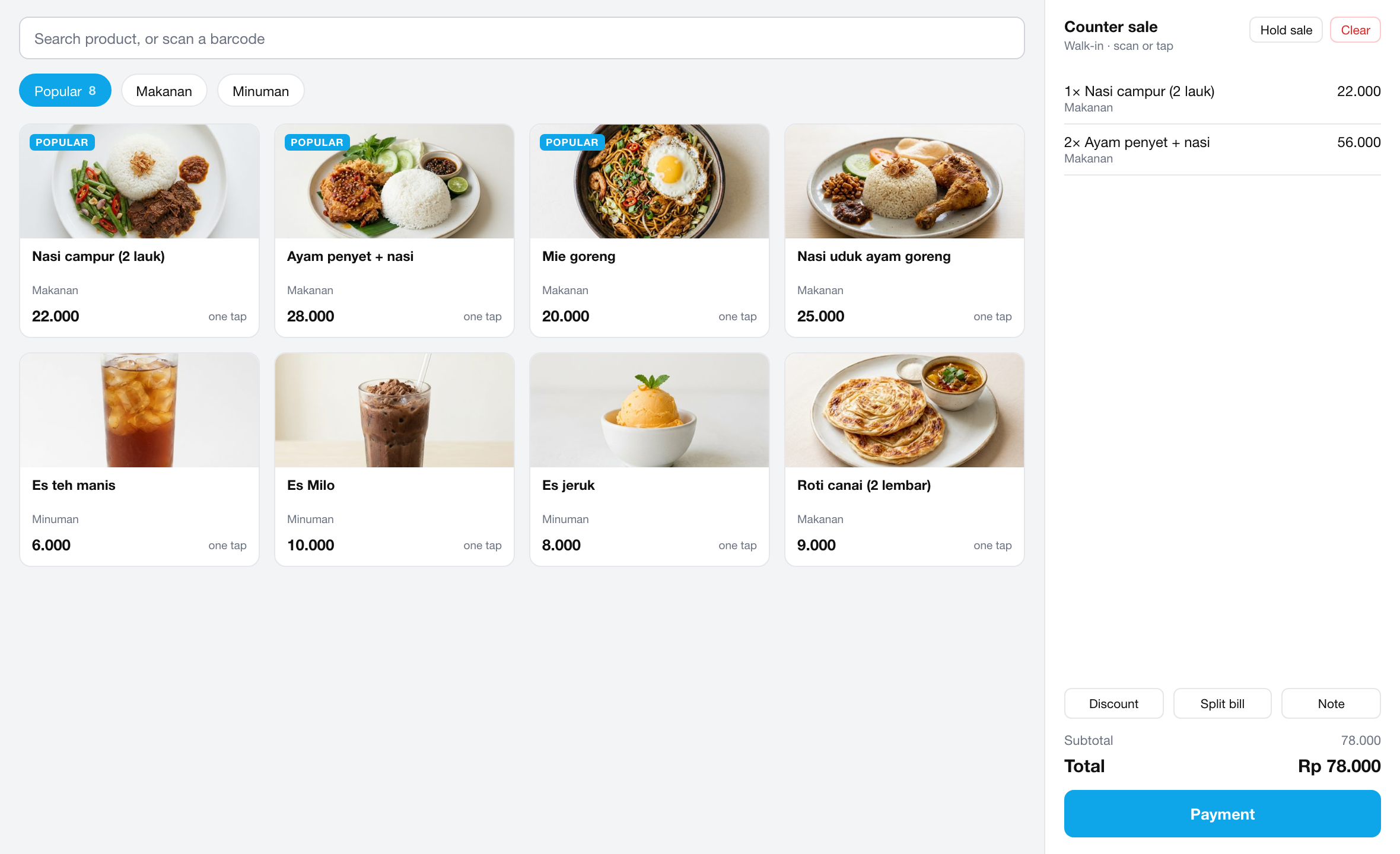 Pesanan langsung ke dapur, sesuai meja