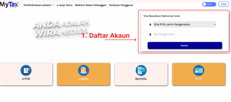 Paparan laman MyTax untuk mengisi maklumat pendaftaran e-Invoice bagi usahawan Malaysia