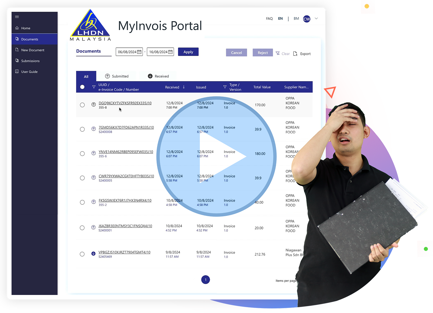 Proses manual menghantar e-invois ke portal MyInvois yang menyusahkan pengguna