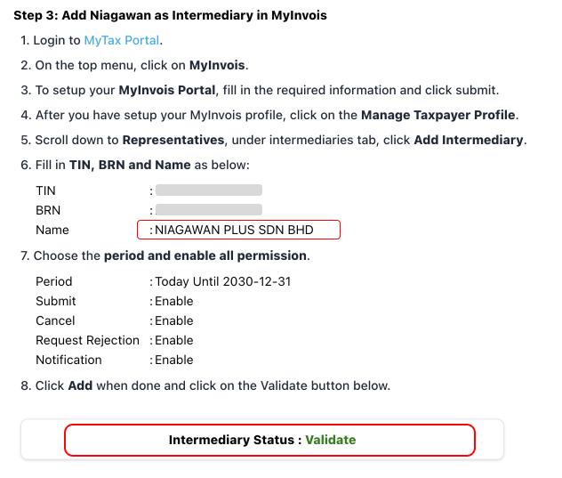 NiagaPlus sebagai penyedia e-Invois yang diiktiraf dengan status 'Validate' sebagai perantara antara MyInvois