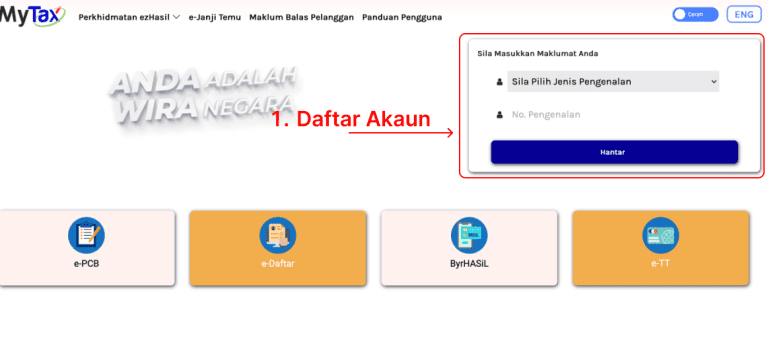 Paparan laman MyTax untuk mengisi maklumat pendaftaran e-Invoice bagi usahawan Malaysia